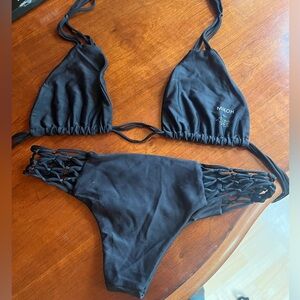Black Mikoh Swim woven cutout triangle bikini set